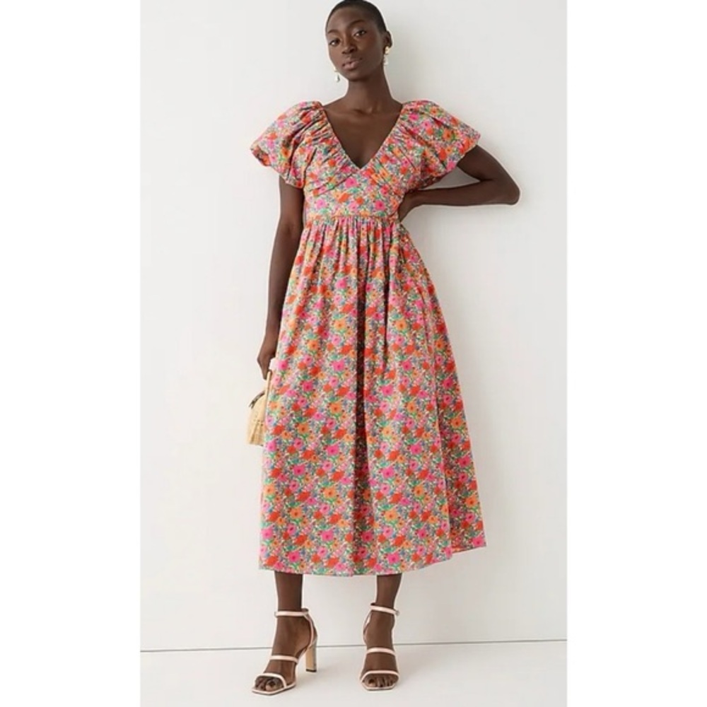 J.Crew Collection bow-back puff-sleeve dress in Liberty® Meadow Song fabric